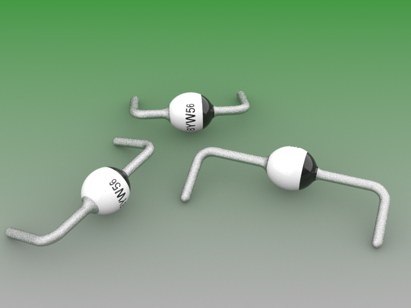 SOD-57型二极管外壳，外壳尺寸为4.0 x 3.6毫米，引线直径为0.82毫米
